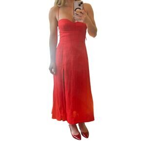 Reformation Nebraska Linen Dress in Hot Day Red - Size 0